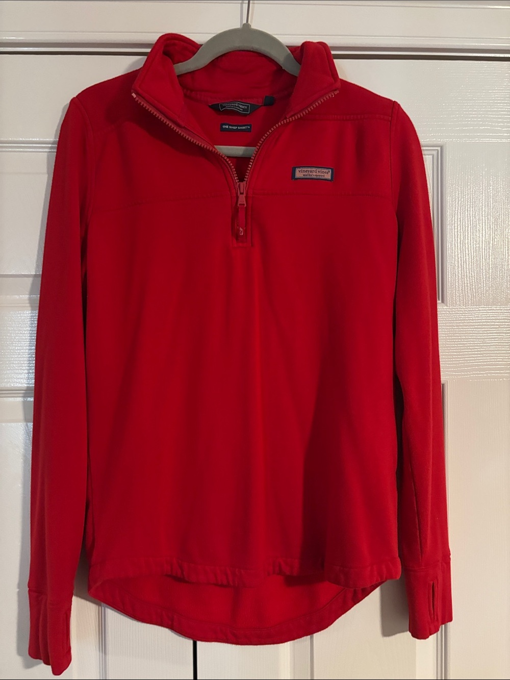 Vineyard Vines Women's Bright Red Quarter-Zip Pullover Small